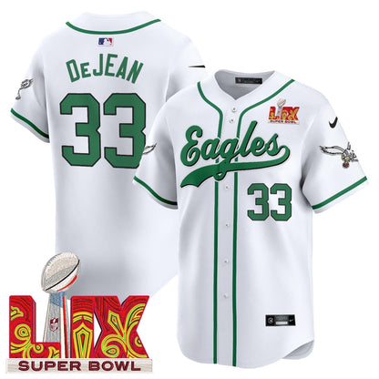 PHI Midnight Green Super Bowl LIX Vapor Baseball Jersey - Stitched