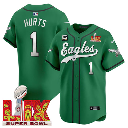 PHI Midnight Green Super Bowl LIX Vapor Baseball Jersey - Stitched