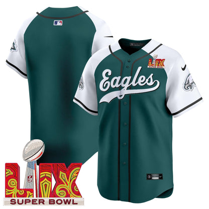 PHI Midnight Green Super Bowl LIX Vapor Baseball Jersey - Stitched