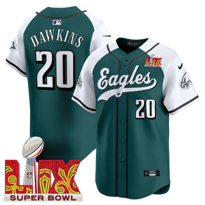 PHI Midnight Green Super Bowl LIX Vapor Baseball Jersey - Stitched