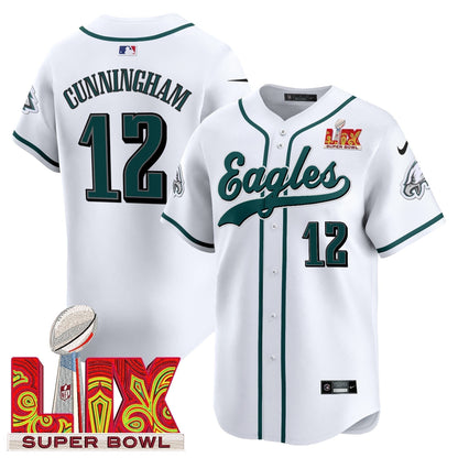 PHI Midnight Green Super Bowl LIX Vapor Baseball Jersey - Stitched