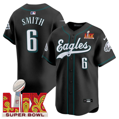 PHI Midnight Green Super Bowl LIX Vapor Baseball Jersey - Stitched
