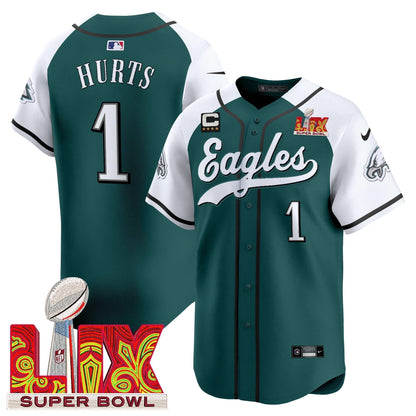 Men's Philadelphia Eagles Midnight Green Super Bowl LIX Vapor Baseball Jersey - All Stitched