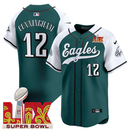 PHI Midnight Green Super Bowl LIX Vapor Baseball Jersey - Stitched