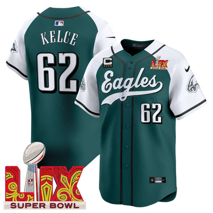 Men's Philadelphia Eagles Midnight Green Super Bowl LIX Vapor Baseball Jersey - All Stitched
