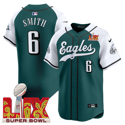 PHI Midnight Green Super Bowl LIX Vapor Baseball Jersey - Stitched