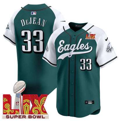 PHI Midnight Green Super Bowl LIX Vapor Baseball Jersey - Stitched