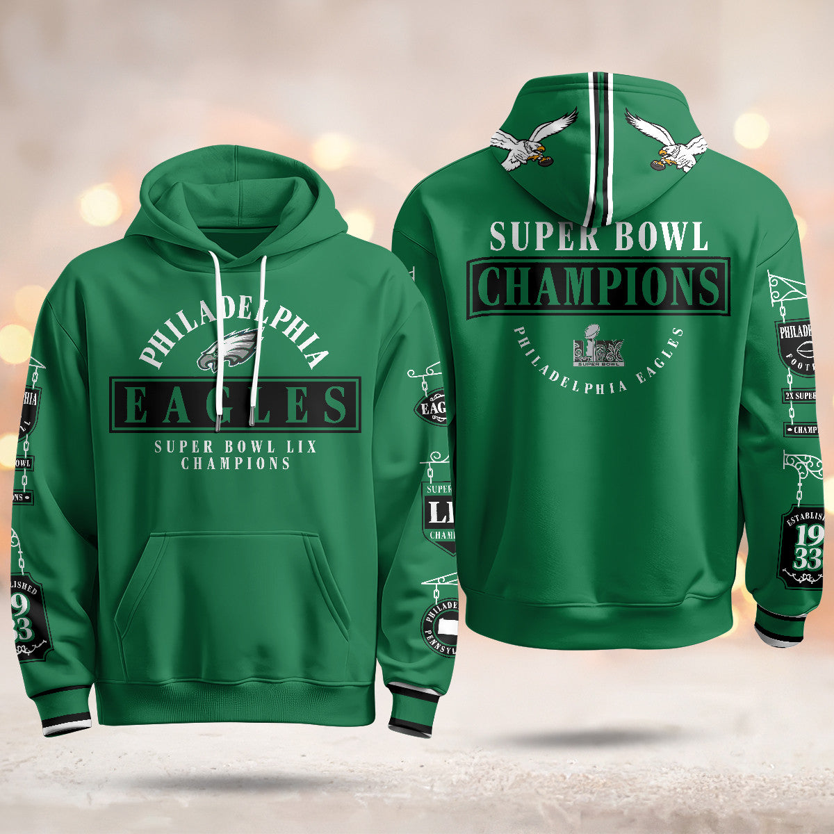PHI Super Bowl LIX Champions Limited Hoodie N2 - Stitched