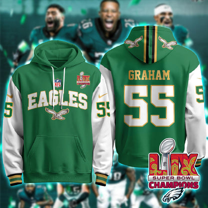 PHI Super Bowl LIX Champions Gold Hoodie N2R - Stitched
