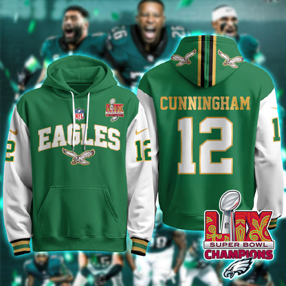 PHI Super Bowl LIX Champions Gold Hoodie N2R - Stitched