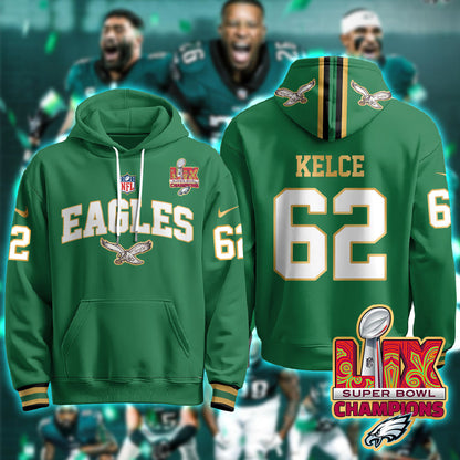 PHI Super Bowl LIX Champions Gold Hoodie N2R - Stitched