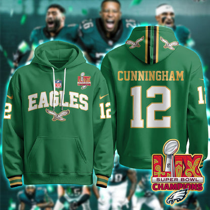 PHI Super Bowl LIX Champions Gold Hoodie N2R - Stitched