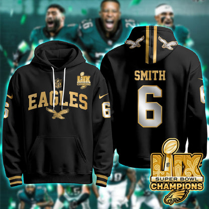 PHI Super Bowl LIX Champions Gold Hoodie N2R - Stitched
