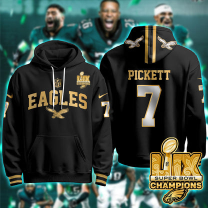 PHI Super Bowl LIX Champions Gold Hoodie N2R - Stitched