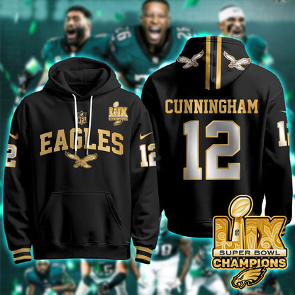 PHI Super Bowl LIX Champions Gold Hoodie N2R - Stitched