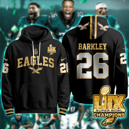 PHI Super Bowl LIX Champions Gold Hoodie N2R - Stitched