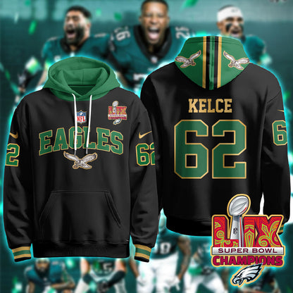 PHI Super Bowl LIX Champions Gold Hoodie N2R - Stitched