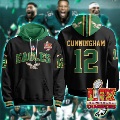 PHI Super Bowl LIX Champions Gold Hoodie N2R - Stitched