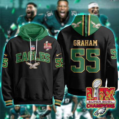PHI Super Bowl LIX Champions Gold Hoodie N2R - Stitched
