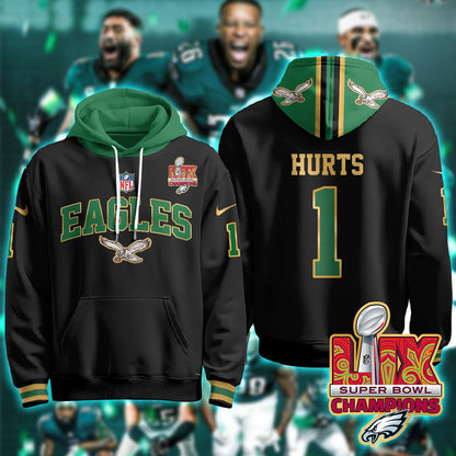 PHI Super Bowl LIX Champions Gold Hoodie N2R - Stitched