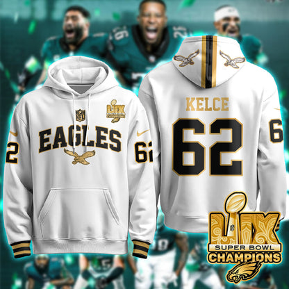 PHI Super Bowl LIX Champions Gold Hoodie N2R - Stitched