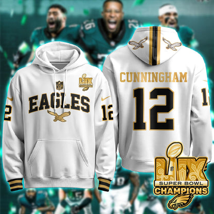 PHI Super Bowl LIX Champions Gold Hoodie N2R - Stitched