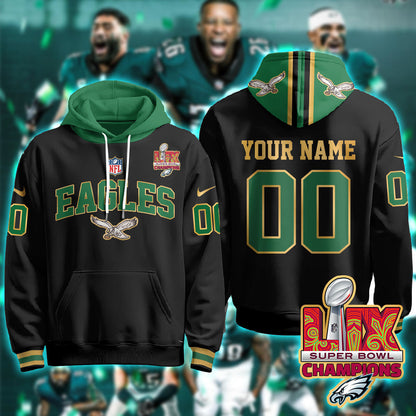 PHI Super Bowl LIX Champions Gold Hoodie N2r