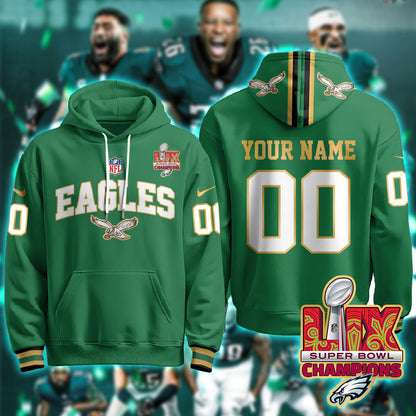 PHI Super Bowl LIX Champions Gold Hoodie N2r