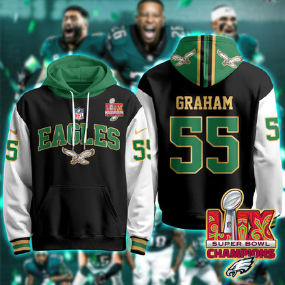 PHI Super Bowl LIX Champions Gold Hoodie N2R - Stitched
