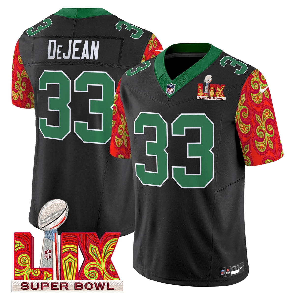 PHI Kelly Green Super Bowl LIX Style Vapor Limited Jersey - Stitched