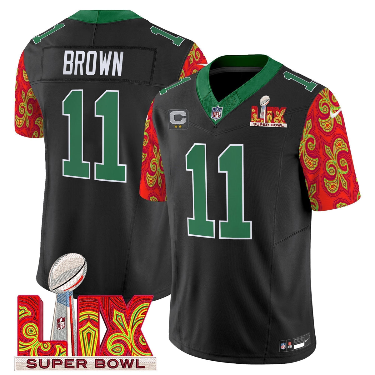 PHI Kelly Green Super Bowl LIX Style Vapor Limited Jersey - Stitched