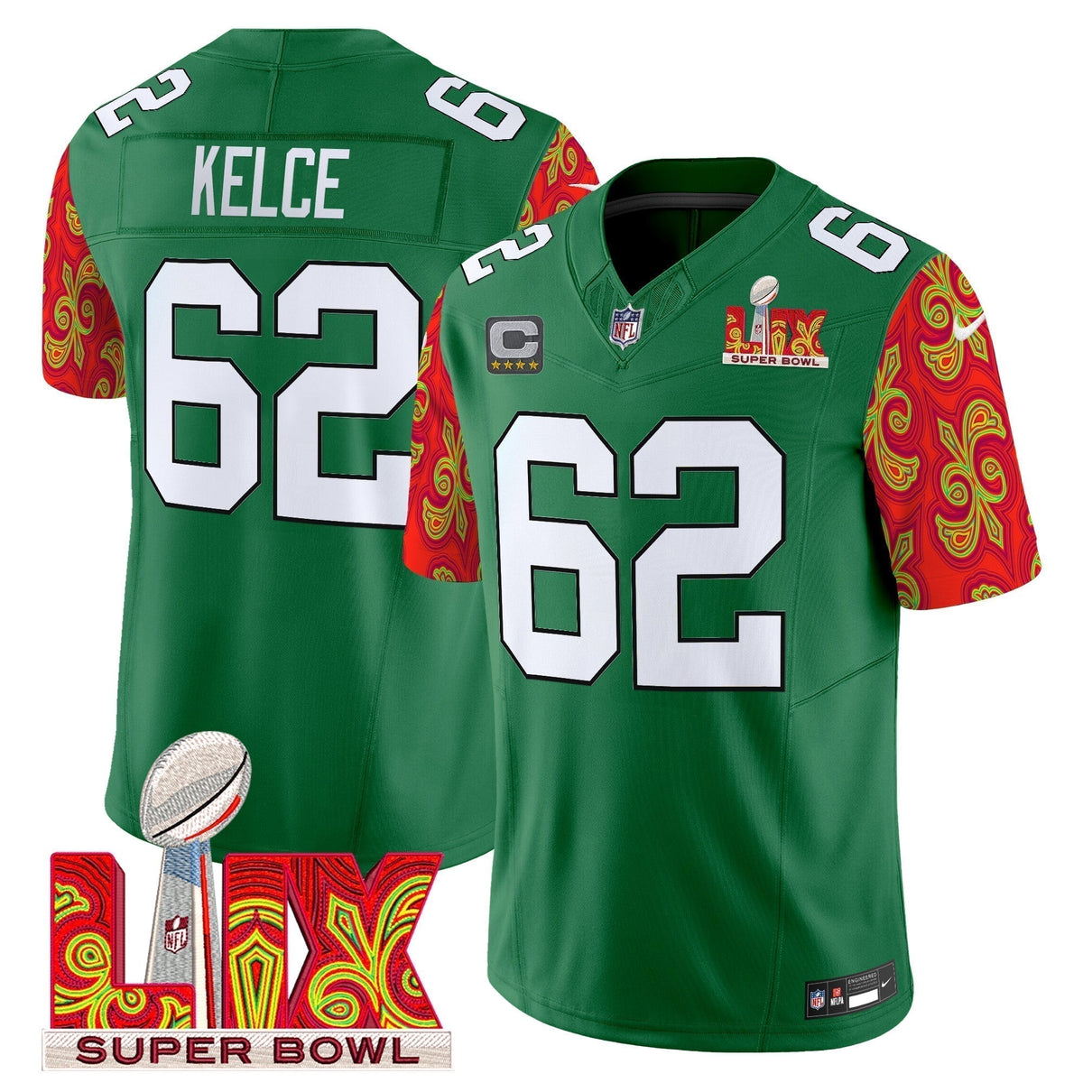 PHI Kelly Green Super Bowl LIX Style Vapor Limited Jersey - Stitched