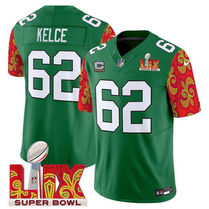 PHI Kelly Green Super Bowl LIX Style Vapor Limited Jersey - Stitched