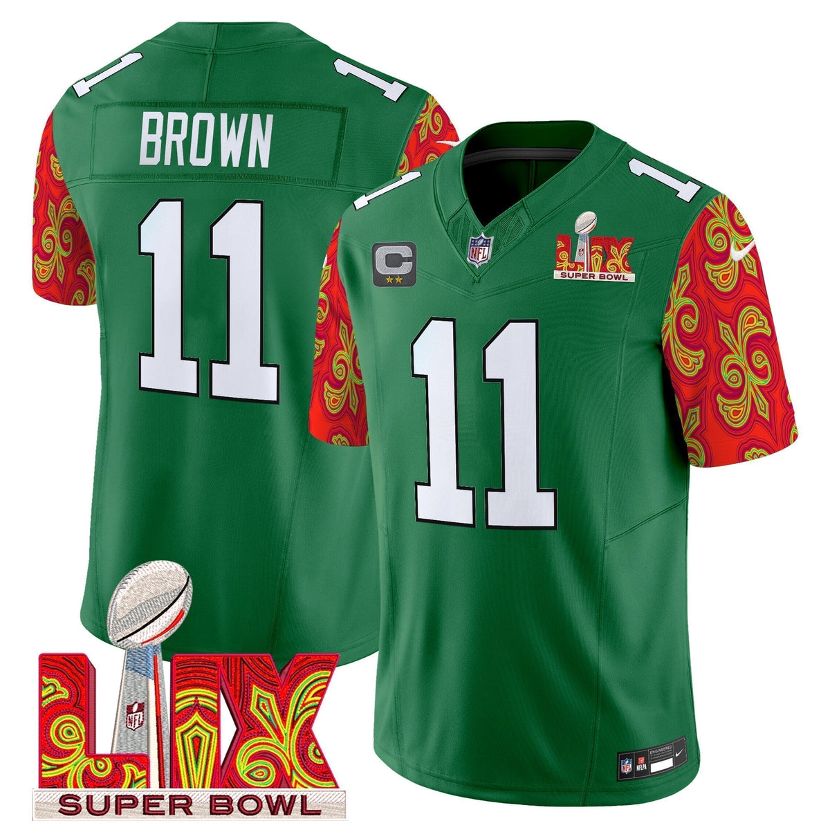 PHI Kelly Green Super Bowl LIX Style Vapor Limited Jersey - Stitched