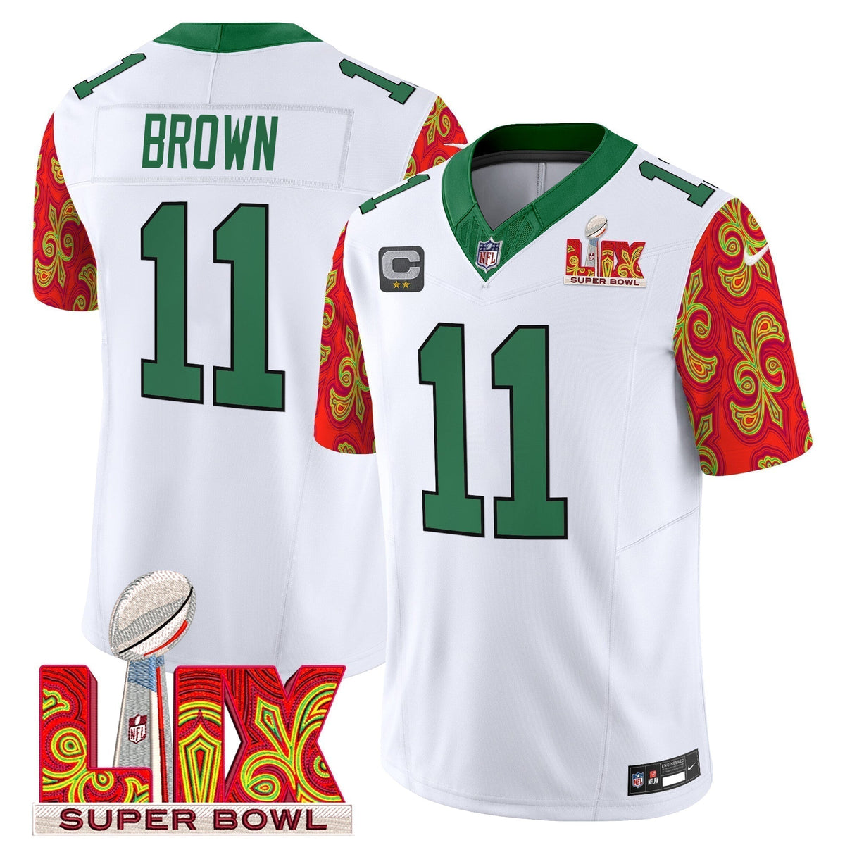 PHI Kelly Green Super Bowl LIX Style Vapor Limited Jersey - Stitched