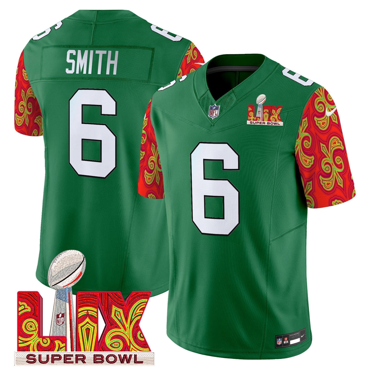 PHI Kelly Green Super Bowl LIX Style Vapor Limited Jersey - Stitched