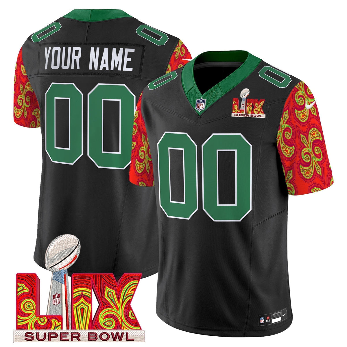 PHI Kelly Green Super Bowl LIX Style Vapor Limited Custom Jersey - Stitched