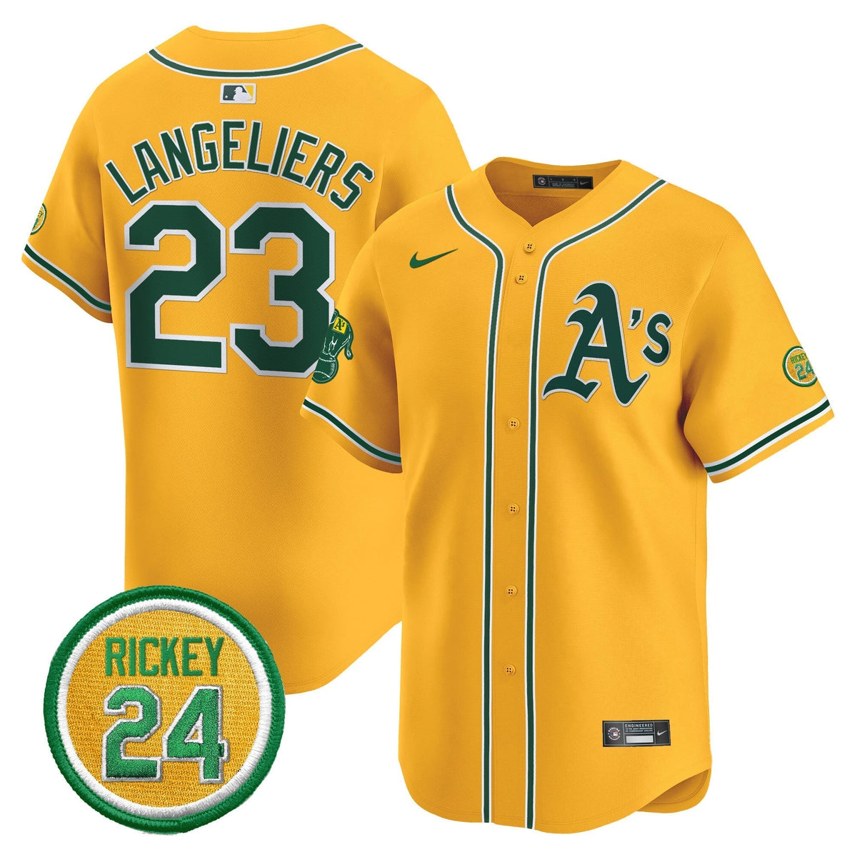 Men's Oakland Athletics Rickey Henderson Patch Vapor Premier Limited Jersey - All Stitched