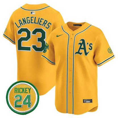 Men's Oakland Athletics Rickey Henderson Patch Vapor Premier Limited Jersey - All Stitched