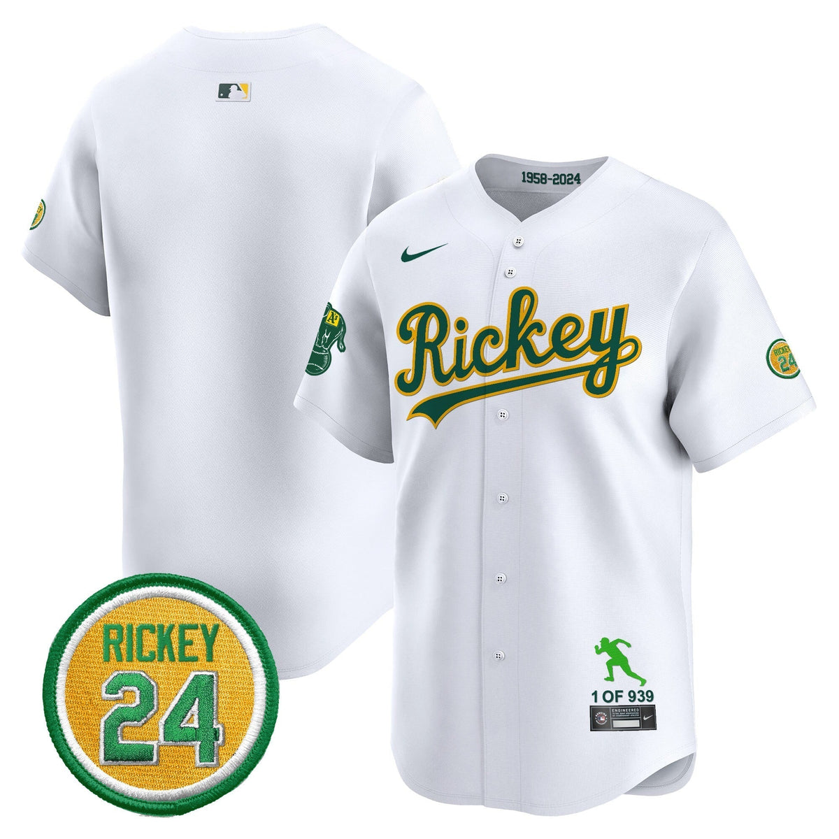 Men's Oakland Athletics Rickey Tribute style Vapor Premier Limited Jersey - All Stitched
