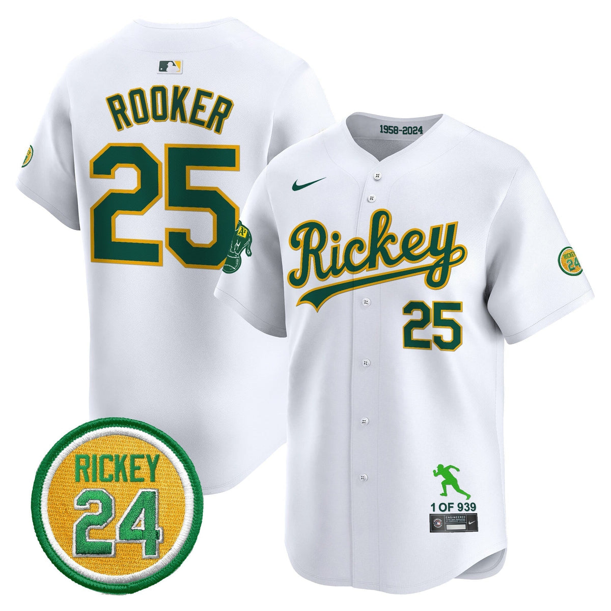 Men's Oakland Athletics Rickey Tribute style Vapor Premier Limited Jersey - All Stitched