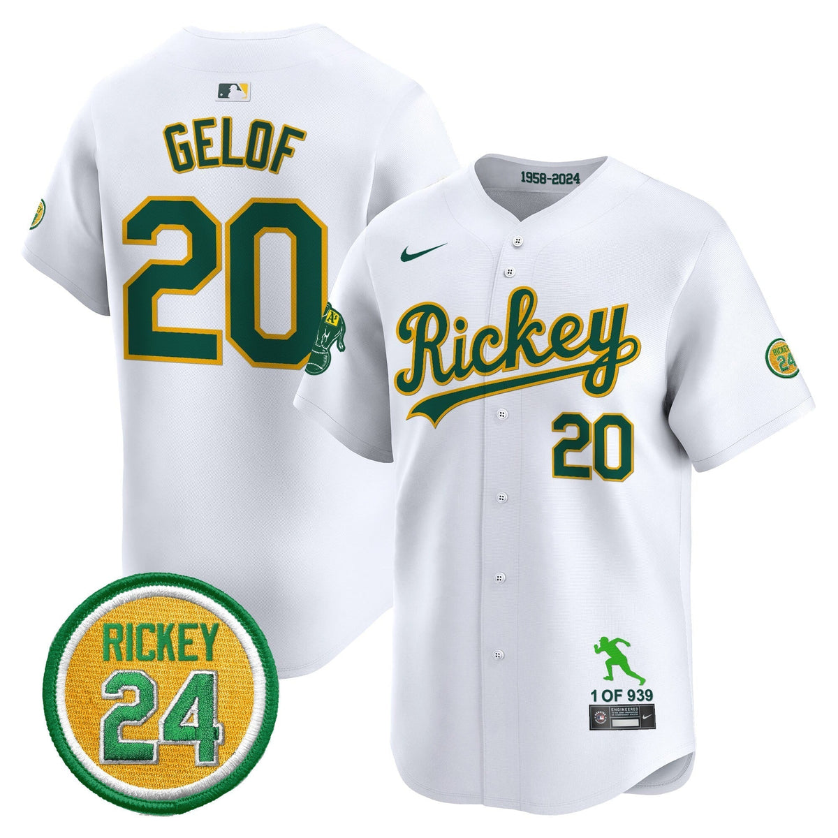 Men's Oakland Athletics Rickey Tribute style Vapor Premier Limited Jersey - All Stitched