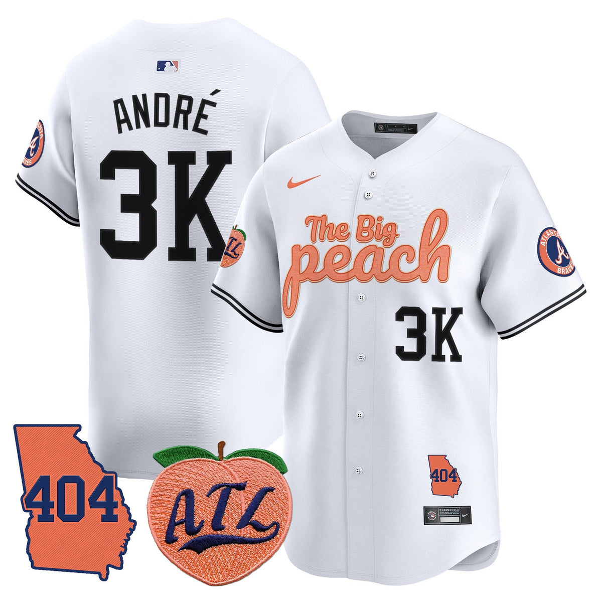 Men's Atlanta Braves 404 & The Big Peach Vapor Premier Limited Jersey - All Stitched