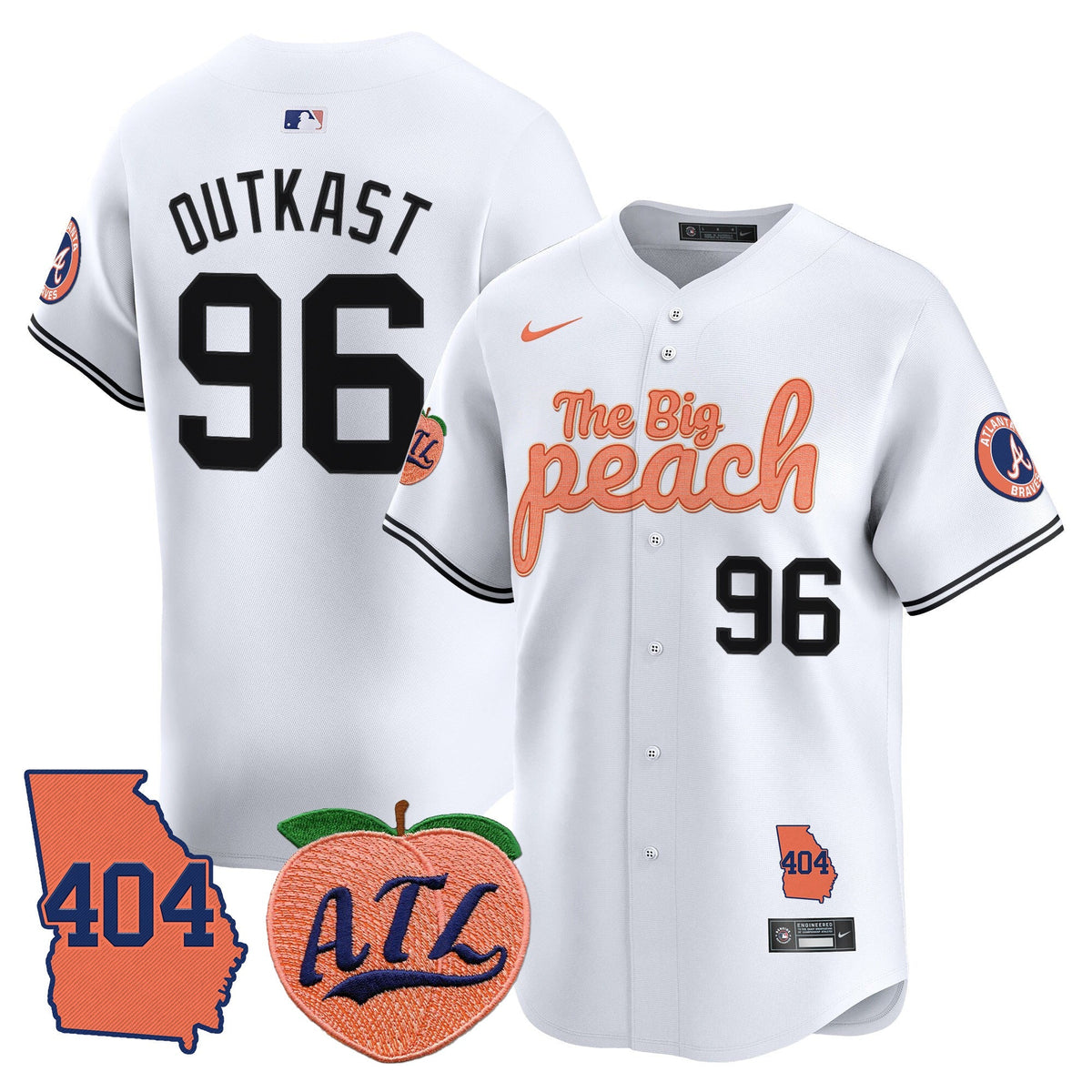 Men's Atlanta Braves 404 & The Big Peach Vapor Premier Limited Jersey - All Stitched