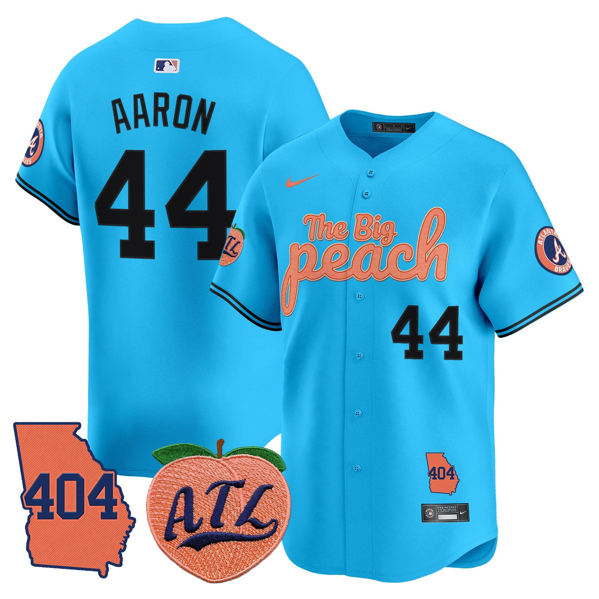 Men's Atlanta Braves 404 & The Big Peach Vapor Premier Limited Jersey - All Stitched