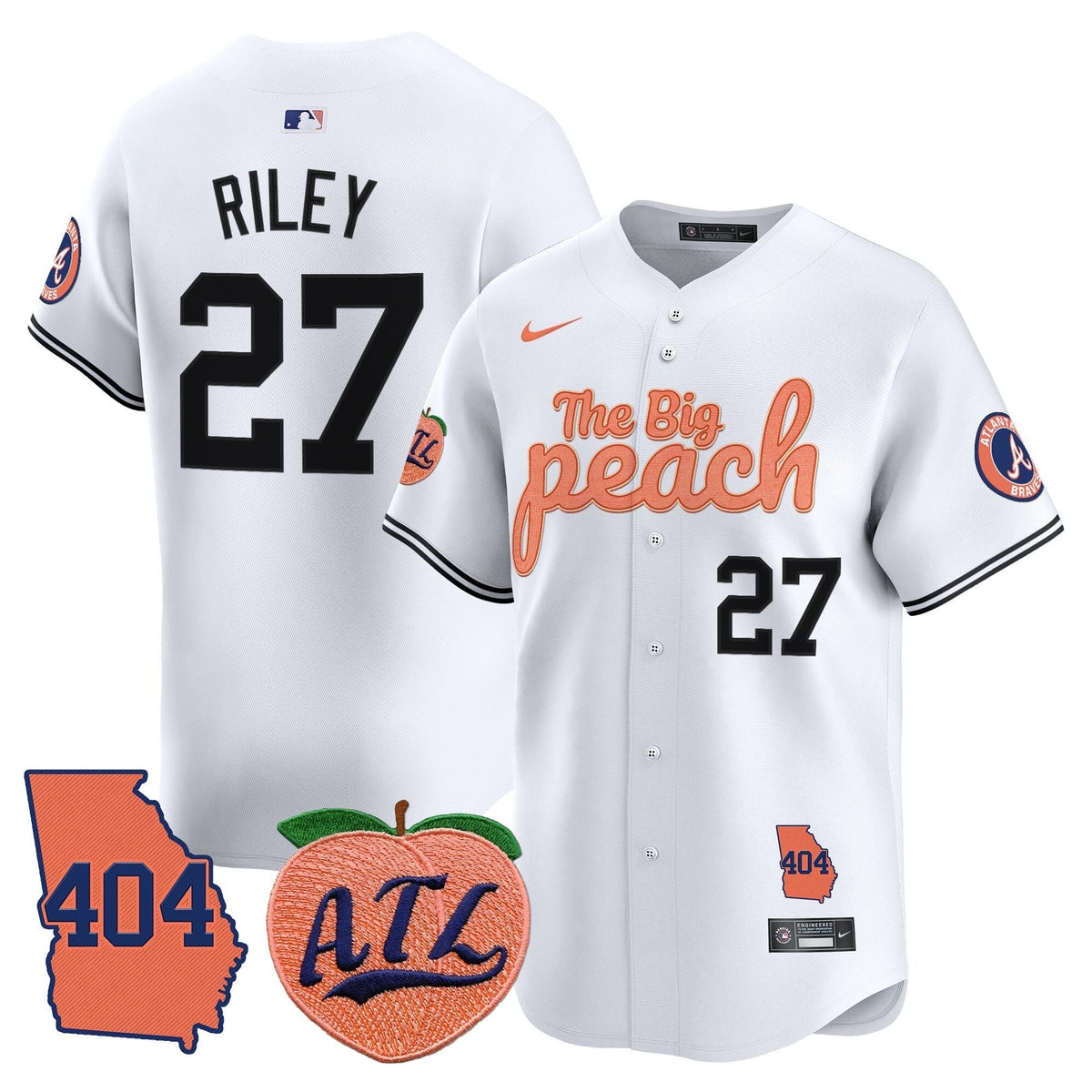 Men's Atlanta Braves 404 & The Big Peach Vapor Premier Limited Jersey - All Stitched