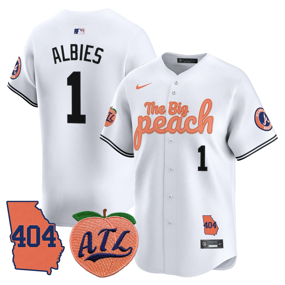 Men's Atlanta Braves 404 & The Big Peach Vapor Premier Limited Jersey - All Stitched