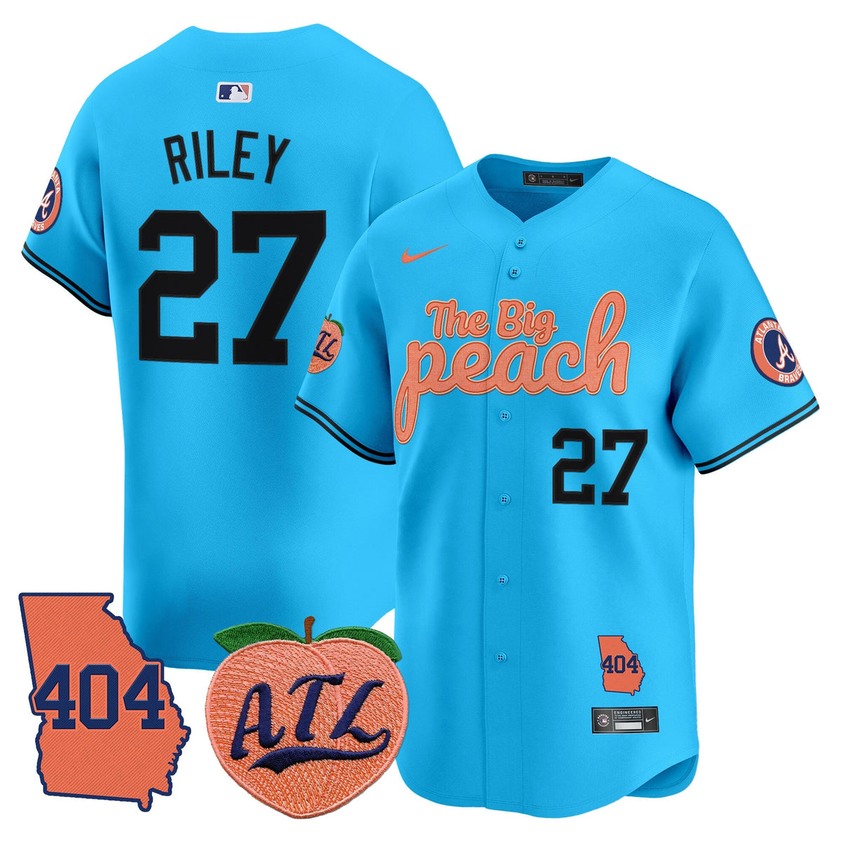 Men's Atlanta Braves 404 & The Big Peach Vapor Premier Limited Jersey - All Stitched