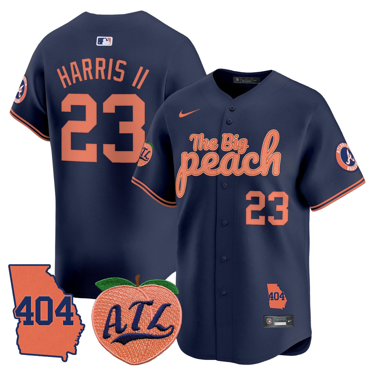 Men's Atlanta Braves 404 & The Big Peach Vapor Premier Limited Jersey - All Stitched