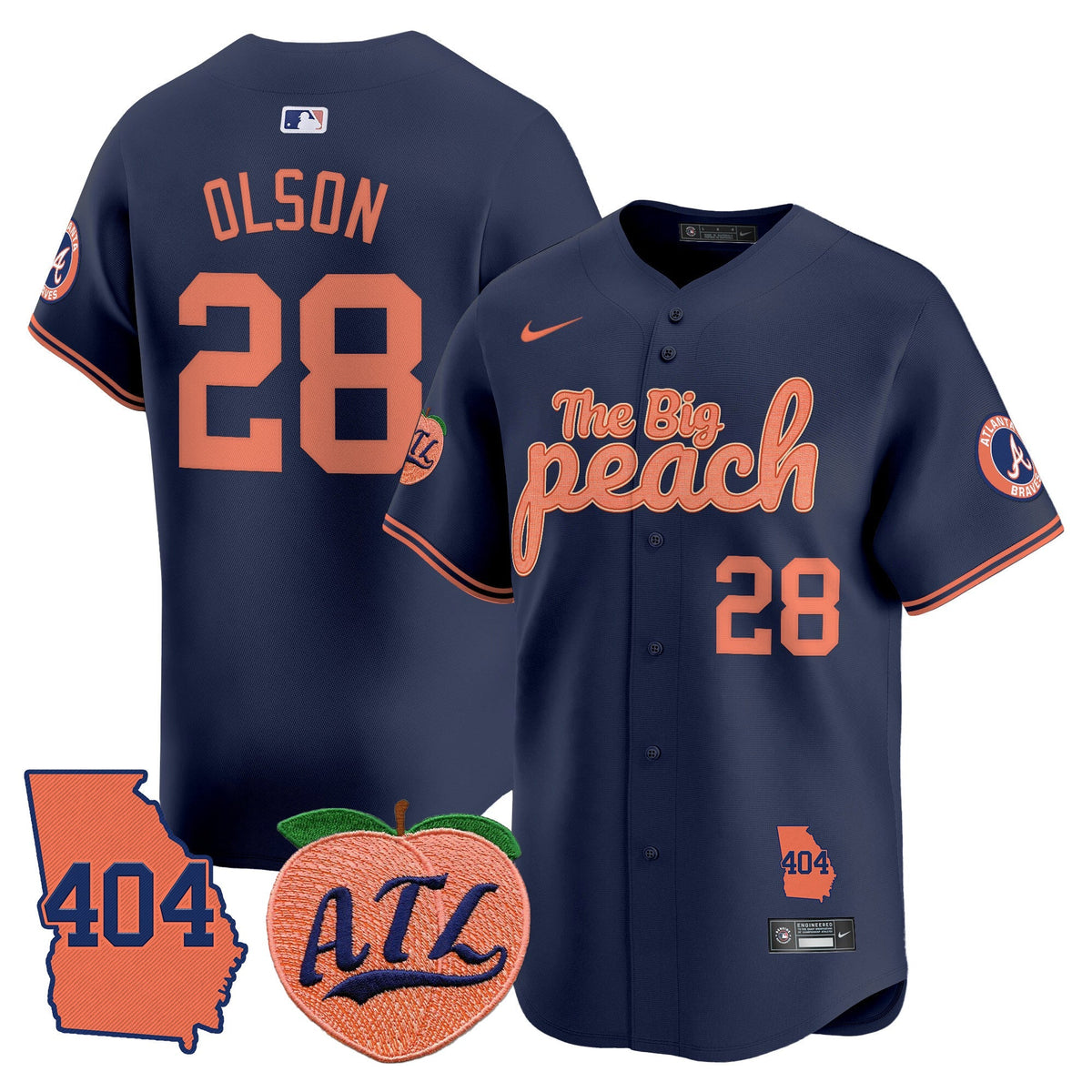 Men's Atlanta Braves 404 & The Big Peach Vapor Premier Limited Jersey - All Stitched